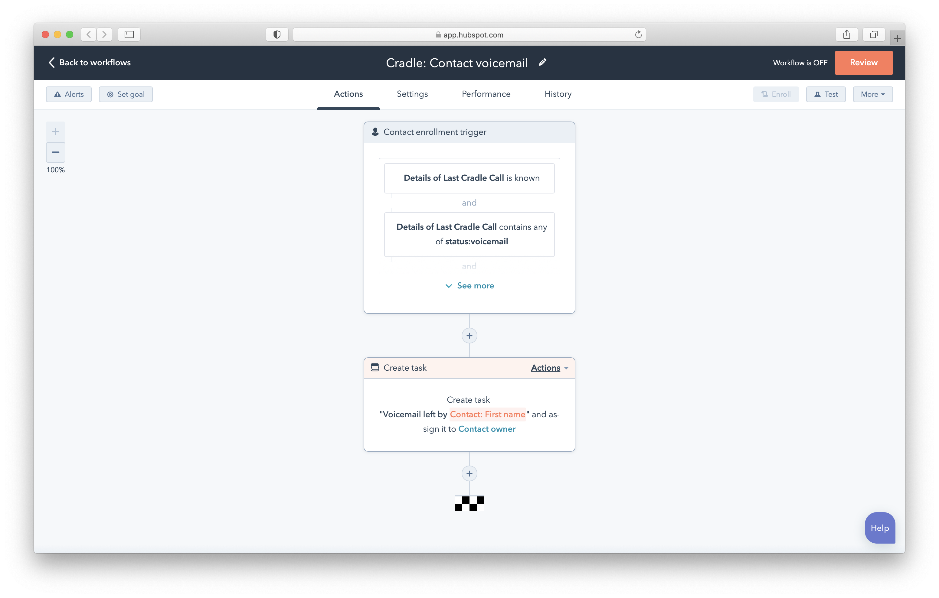 Voicemail workflow